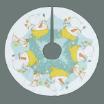 Saia Para Árvore De Natal De Poliéster Pequeno Snowman Tree Skirt<br><div class="desc">Um cachorro bonito decora um boneco de neve. Para diversão debaixo da árvore de natal. Encontre mais itens correspondentes na minha Coleção de Pequenas Neves.</div>