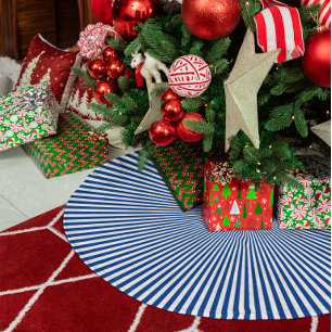 Saia Para Árvore De Natal De Poliéster Pequenos Raios Radiais Azul e Branco
