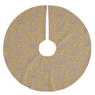 Saia Para Árvore De Natal De Poliéster Periwinkle Blue Damask Old World Dourado