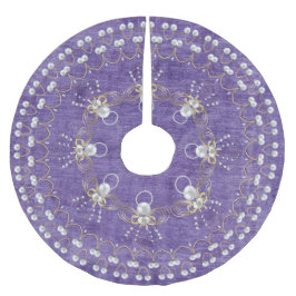 Saia Para Árvore De Natal De Poliéster Pérolas e ouro - anjo metálico do Natal da alegria