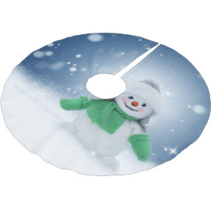 Saia Para Árvore De Natal De Poliéster Personagem adorável de boneco de neve de Natal do