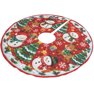 Saia Para Árvore De Natal De Poliéster Personagens de Natal: Bonecos de Neve e Rena