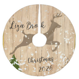 Saia Para Árvore De Natal De Poliéster Personalized doe Christmas bauble wooden backgroun