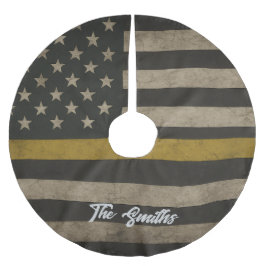 Saia Para Árvore De Natal De Poliéster Personalized Thin Gold Line 911 Dispatcher