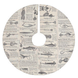 Saia Para Árvore De Natal De Poliéster Pescarias Vintage: Pescador antigo dos anos 1900
