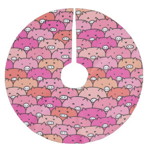Saia Para Árvore De Natal De Poliéster Pig Pattern Engraçado