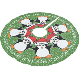 Saia Para Árvore De Natal De Poliéster Pinguins do Natal Ho! HO! Ho!