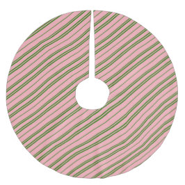Saia Para Árvore De Natal De Poliéster Pink and Green Candy Cane Stripes