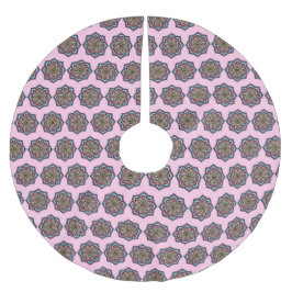 Saia Para Árvore De Natal De Poliéster Pink Mandala