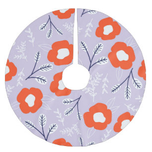 Saia Para Árvore De Natal De Poliéster Pink Pastel Botânico: Padrão Floral
