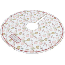 Saia Para Árvore De Natal De Poliéster Pink Pastel e Birch Feliz Natal