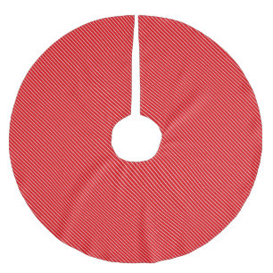 Saia Para Árvore De Natal De Poliéster Pinstripes diagonais - vermelho profundo e branco