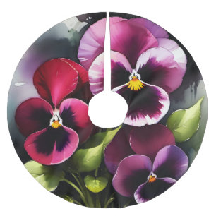 Saia Para Árvore De Natal De Poliéster pintura a aquarela bonito maroon daek vermelha pan