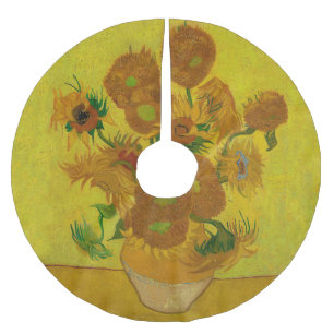 Saia Para Árvore De Natal De Poliéster Pintura de 15 Girassóis de Vincent Van Gogh