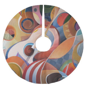 Saia Para Árvore De Natal De Poliéster Pintura de Abstrato de Música Feita à Mão