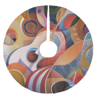 Saia Para Árvore De Natal De Poliéster Pintura de Abstrato de Música Feita à Mão