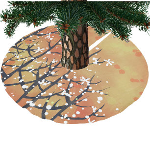 Saia Para Árvore De Natal De Poliéster Pintura de Primavera do Flor do Espinho Negro