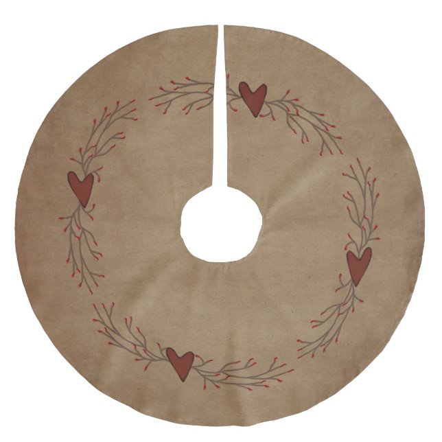 Saia Para Árvore De Natal De Poliéster Pip Berry Heart Tree Skirt (Frente)