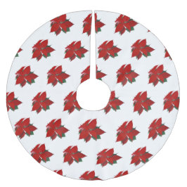 Saia Para Árvore De Natal De Poliéster Poinsettia Pattern Christmas