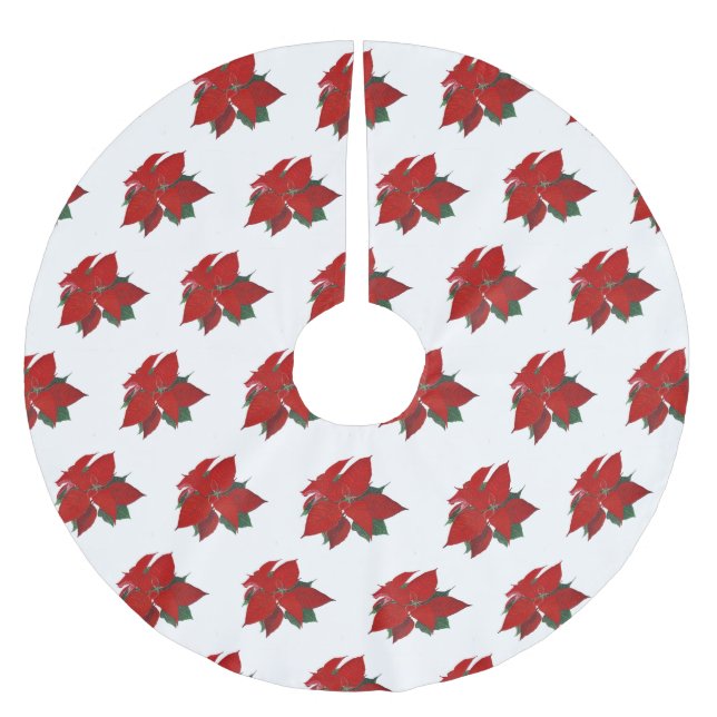 Saia Para Árvore De Natal De Poliéster Poinsettia Pattern Christmas (Frente)
