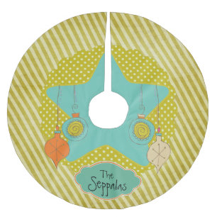 Saia Para Árvore De Natal De Poliéster Pontos de mostarda e diafragmas de árvores persona