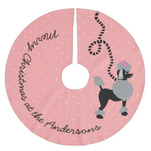 Saia Para Árvore De Natal De Poliéster Pontos modernos do 50 cor-de-rosa retro do cão da