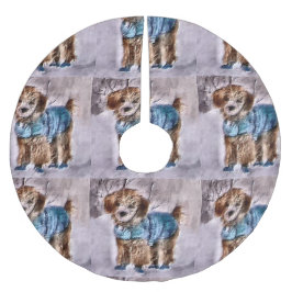 Saia Para Árvore De Natal De Poliéster Poodle Christmas Art