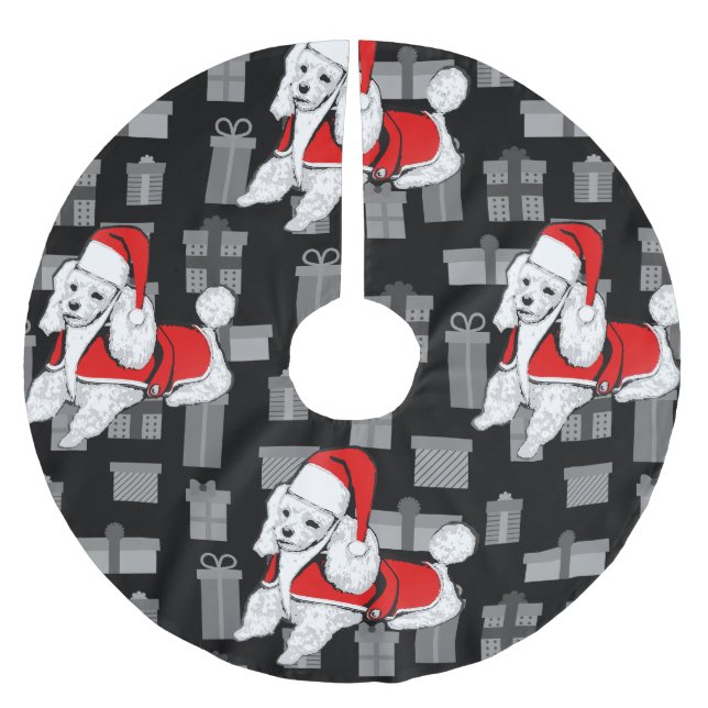 Saia Para Árvore De Natal De Poliéster poodle do xmas santa claus (Frente)