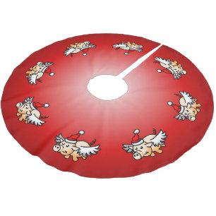 Saia Para Árvore De Natal De Poliéster Porco de Natal Voando