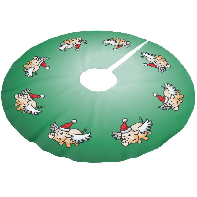 Saia Para Árvore De Natal De Poliéster Porco de Natal Voando (Inclinado)