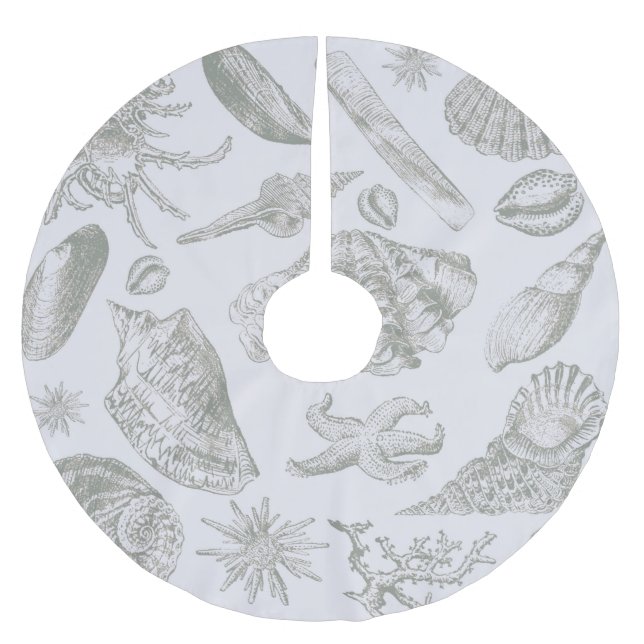 Saia Para Árvore De Natal De Poliéster Prateleiras de Arte Suave de Seashell (Frente)