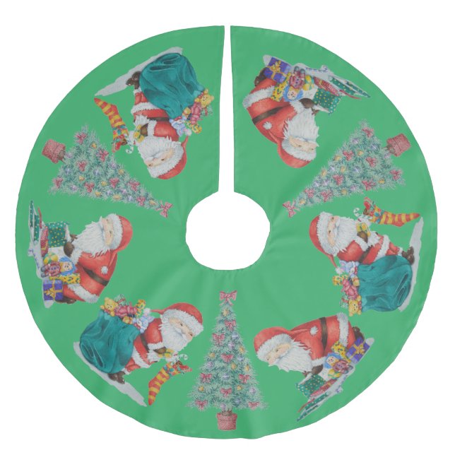 Saia Para Árvore De Natal De Poliéster presas embrulhadas com natal pai tradicional (Frente)