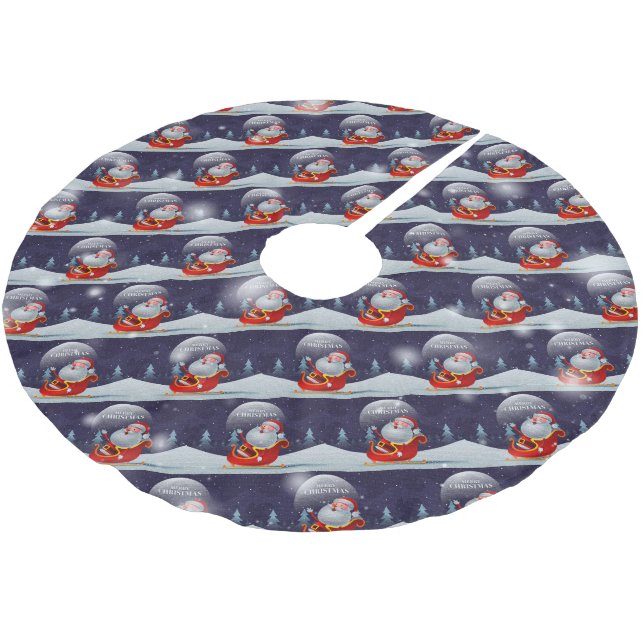 Saia Para Árvore De Natal De Poliéster Presente Natal Elegante do Papai Noel (Inclinado)