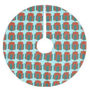 Saia Para Árvore De Natal De Poliéster Presente Presente Presente Presente no Arco Vermel