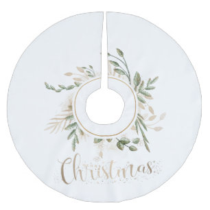 Saia Para Árvore De Natal De Poliéster Preto Elegante com Tipografia de Natal Dourada e F