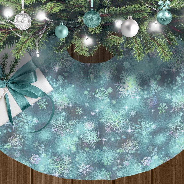 Saia Para Árvore De Natal De Poliéster Prettiest Snowflakes, Teal ID846 (Criador carregado)