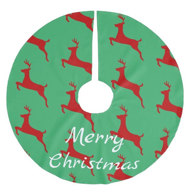 Saia Para Árvore De Natal De Poliéster Pulando Deer Vermelhos Thunder_Cove (Frente)