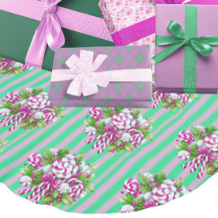 Saia Para Árvore De Natal De Poliéster Púrpura, cor-de-rosa, doce verde, Natal