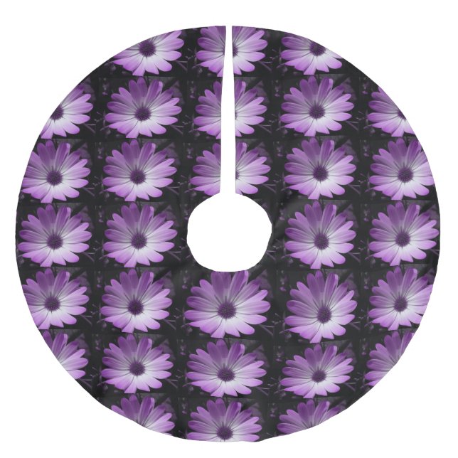 Saia Para Árvore De Natal De Poliéster Púrpura Daisy Flower Tree Skirt (Frente)