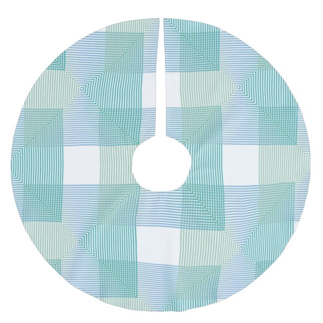 Saia Para Árvore De Natal De Poliéster Quadrados geométricos verdes (Frente)