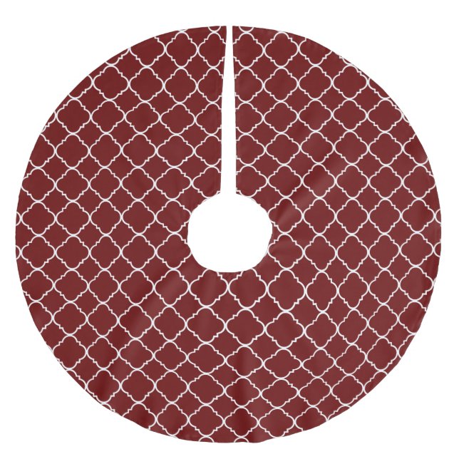 Saia Para Árvore De Natal De Poliéster Quatrefoil Branco Chic Red (Frente)
