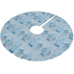 Saia Para Árvore De Natal De Poliéster Quilt Chinoiserie Ginger Jar