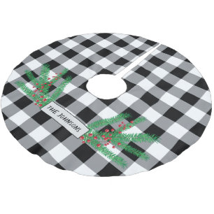 Saia Para Árvore De Natal De Poliéster Ramais de Pine, Berries Vermelhos, Verificação d