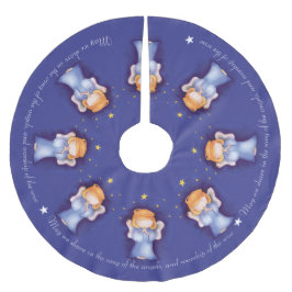 Saia Para Árvore De Natal De Poliéster Rapariga de Natal rezando natal azul