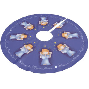 Saia Para Árvore De Natal De Poliéster Rapariga do Natal rezando a cor azul-alemã