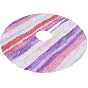 Saia Para Árvore De Natal De Poliéster Rapariga Roxo Vermelho Cor-de-rosa Strips Natal