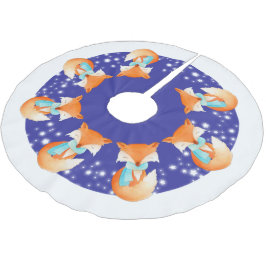 Saia Para Árvore De Natal De Poliéster Raposa de inverno envolta na camisa da árvore de n