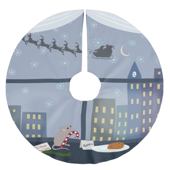 Saia Para Árvore De Natal De Poliéster Rato da Cidade de Natal (Frente)