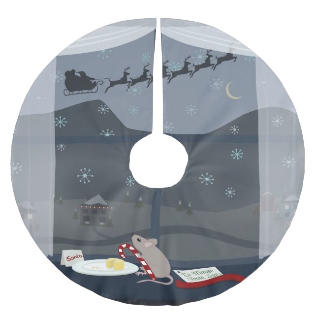 Saia Para Árvore De Natal De Poliéster Rato de Natal (Frente)