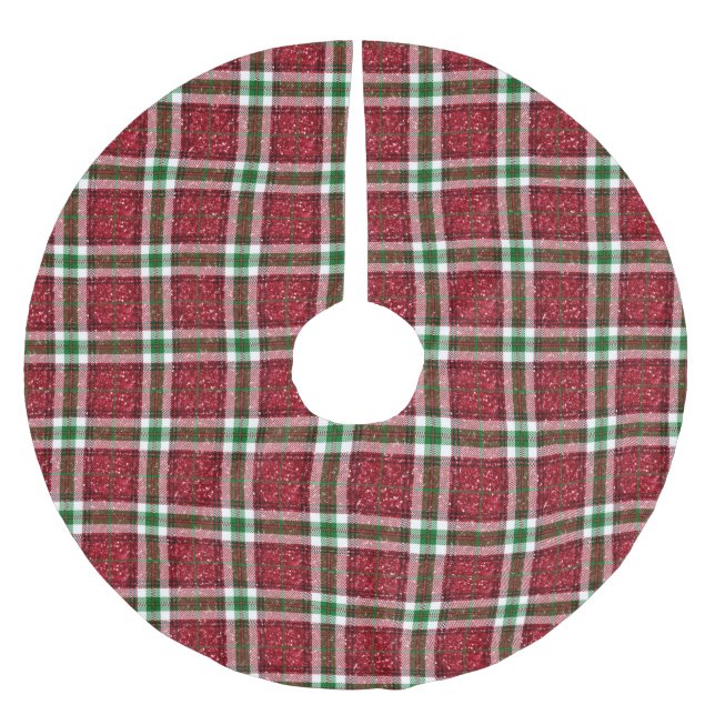 Saia Para Árvore De Natal De Poliéster Red Christmas Plaid (Frente)